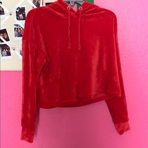 red satin sweater